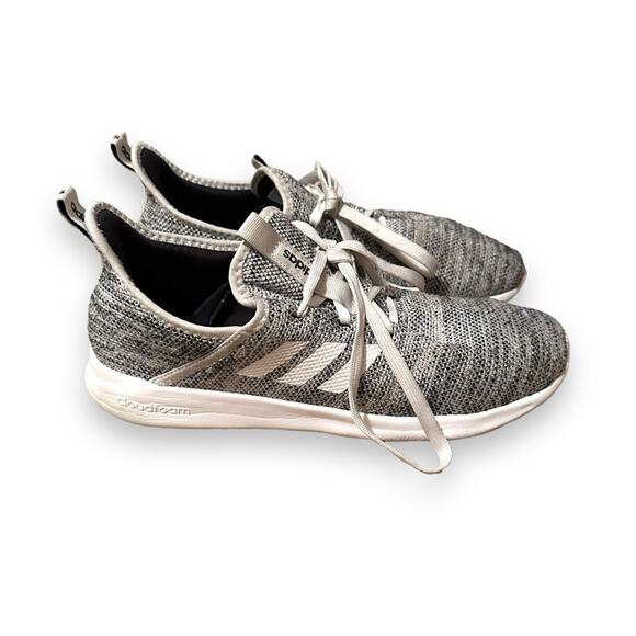 Adidas Women's Cloudfoam Pure Athletic White & Gray Running Shoes Sz‎ 10 - Picture 1 of 11